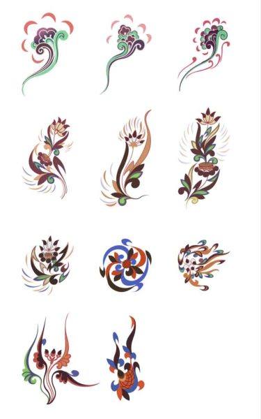 敦煌飞天壁画花草配件古典中国风如意首饰图案纹样AI矢量设计素材