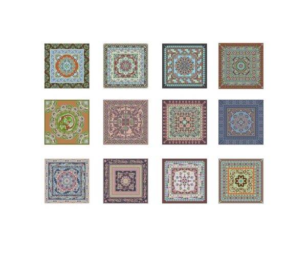 敦煌藻井地毯天花板图案古典传统莫高窟石窟壁画纹样纹理矢量素材