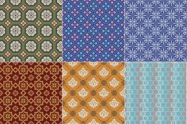 中式古朴古典花纹无缝拼接背景纹理底纹服装印花设计矢量AI素材