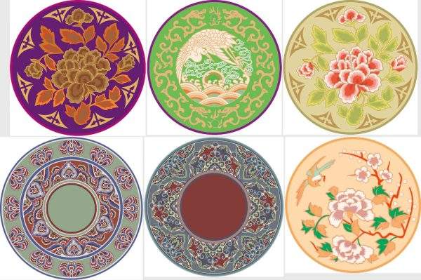 中式古典传统民间戏曲服装饰刺绣花鸟图案古典纹样AI矢量设计素材