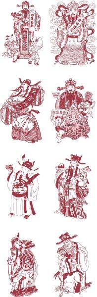 中国传统节日新年春节财神爷手绘财神图案元素ai矢量素材免扣png