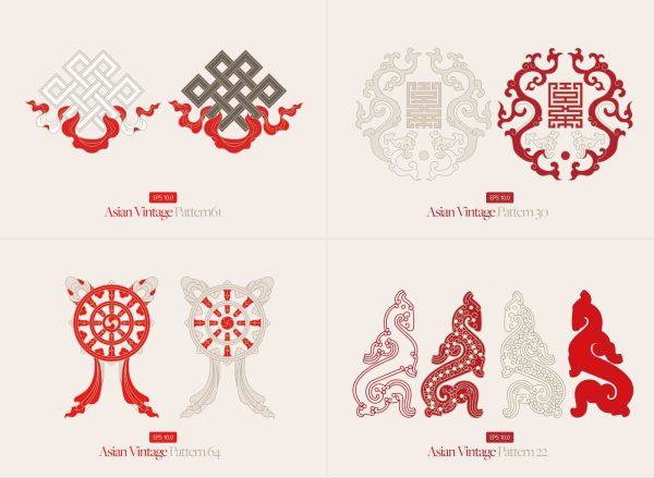 龙纹龙图腾喜LOGO图标古典中国风传统纹样花纹图案AI矢量设计素材