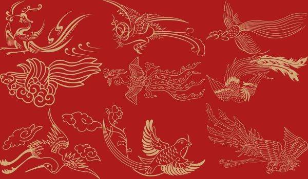 中国风中式古代古典传统凤凰鸟纹图案纹样AI矢量设计素材PNG免抠
