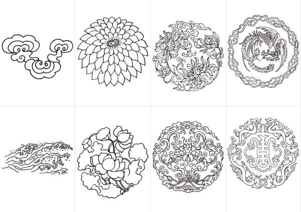 中国传统图案花纹黑白纹样-1