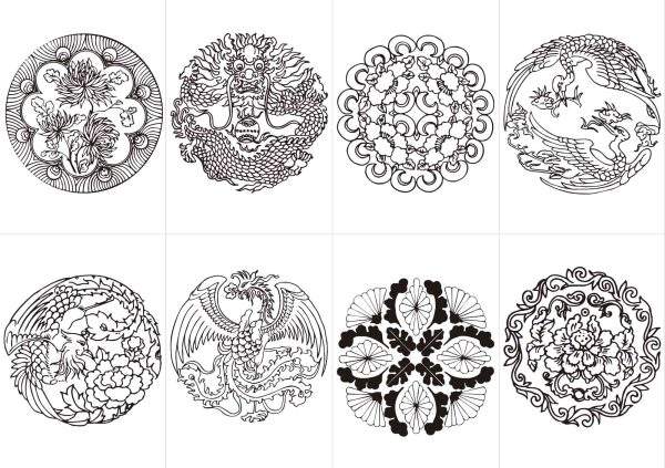 中国传统图案花纹黑白纹样-2