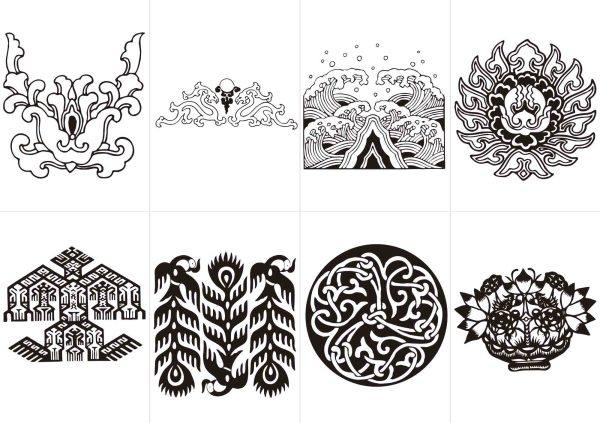 中国传统图案花纹黑白纹样-3