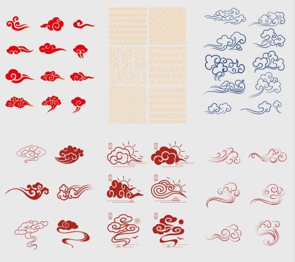 中国风古典式线条祥云纹底纹图案纹理装饰背景素材AI元素PNG免扣