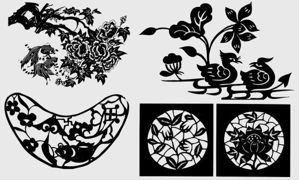 传统民俗中国风吉祥喜庆镂空剪纸窗花图案插画AI矢量PNG设计素材