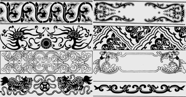 文化中国潮古风吉祥清代图案传统喜庆纹样纹饰PNG免扣AI设计素材