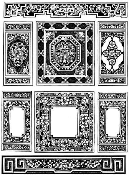 中国传统雕刻木雕石雕中式梅花花纹图案纹样高清图片AI矢量素材