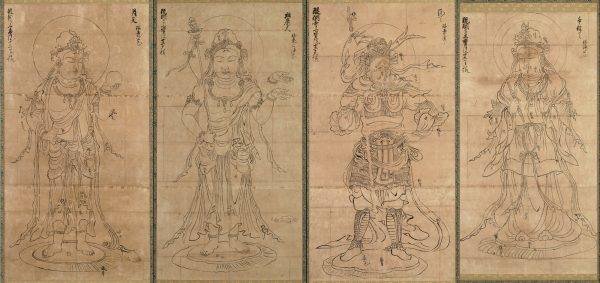 十二天图像日本帝释天日月风火天白描线稿电子版图片高清临摹素材