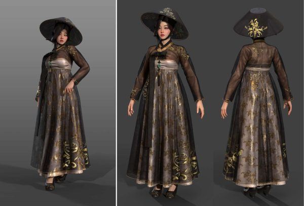 中国风3A角色人物亚裔女性古代美女仙侠3D模型FBX八猴OBJ