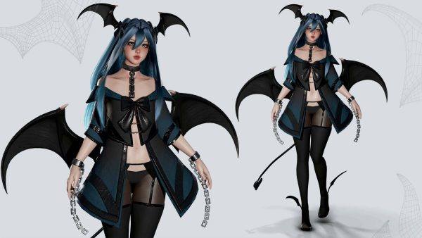 UE5虚幻4魅魔露西亚-女孩妩媚魔女妖角色人物模型