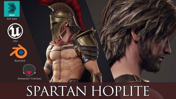 斯巴达重装步兵模型Spartan Hoplite-Game Ready