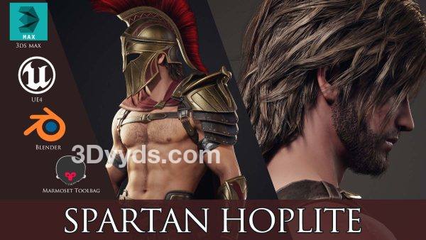 斯巴达重装步兵模型Spartan Hoplite-Game Ready