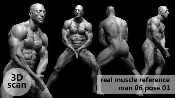 健身运动员真实肌肉3D扫描STL模型muscleanatomy Man06 pose 01