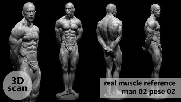 真实男性健身运动员肢体3D扫描STL格式FBX模型素材Man02 pose 02