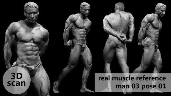真实人体3D扫描模型-3D scan real muscleanatomy Man03 pose 01