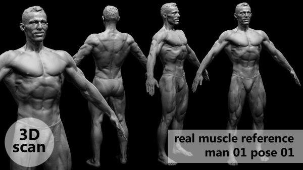 zbrush男性肢体姿势3D扫描模型real muscleanatomy Man01 pose 01