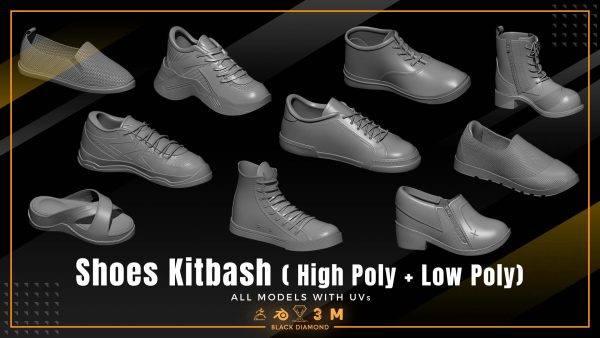 zbrush运动鞋拖鞋布鞋休闲鞋子靴子ZTL模型OBJ格式3D基础白模FBX