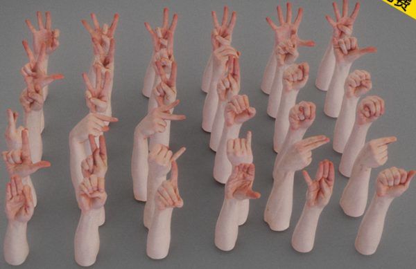 低面写实Blender男性手指手掌数字母手势C4D FBX OBJ MAX 3D素材
