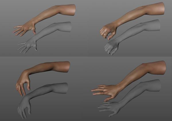 C4D多种手势手掌四边面未绑定模型