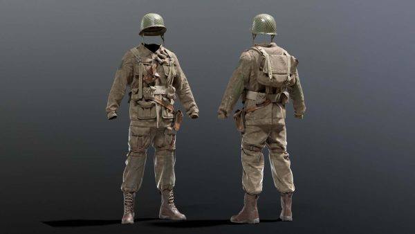 Blend二战士兵服装3D模型MAX写实PBR素材OBJ格式FBX建模渲染