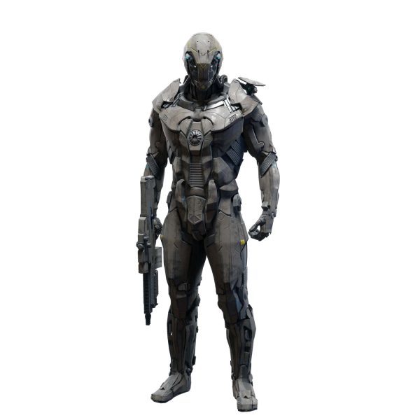 C4D科幻机械机器人战甲战士兵3D模型MAX格式FBX绑定骨骼动画设计