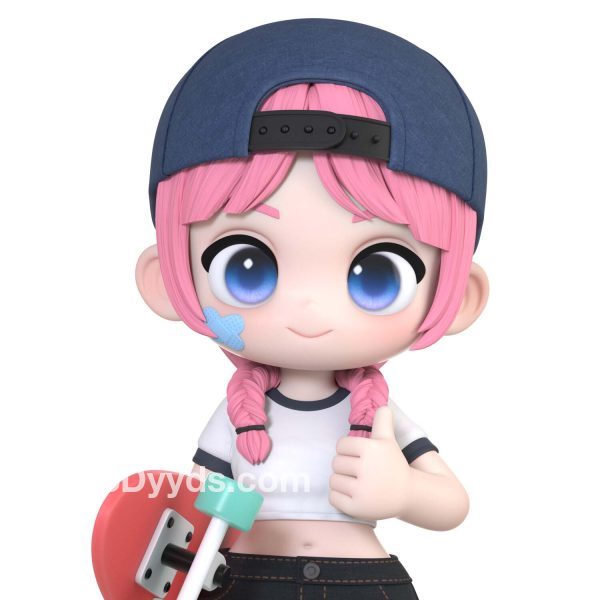 C4D卡通可爱小女孩萌妹3D模型Q版角色初始姿态FBX格式OBJ素材MAYA