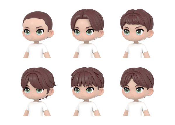 男生短发C4D模型Blender头发模块FBX白模OBJ低模MAYA建模设计素材