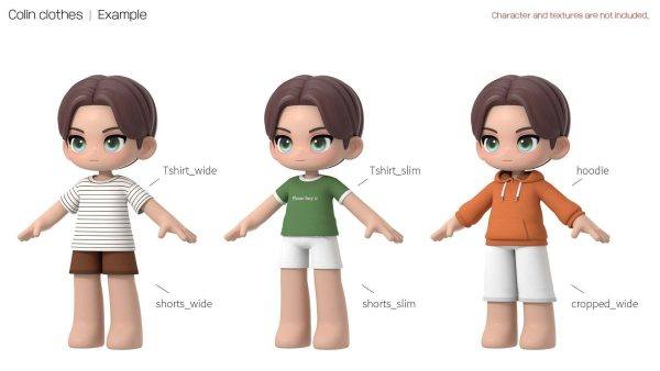 卡通Q版本小男孩C4D人物角色3D模型FBX格式OBJ素材Blend源文件MAX