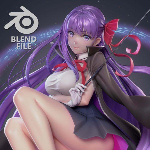 Blender卡通人物模型3D动漫角色Q版次世代美女孩手办CG模型带骨骼1