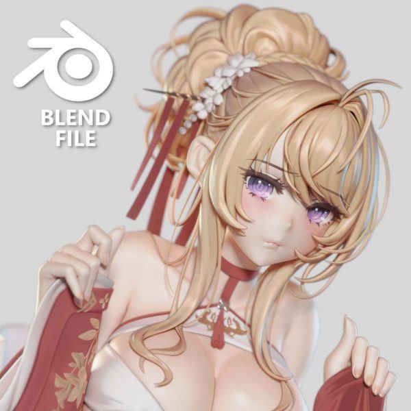 Blender卡通人物模型3D动漫角色Q版次世代美女孩手办CG模型带骨骼2