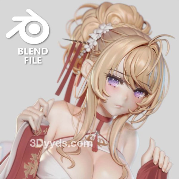 Blender卡通人物模型3D动漫角色Q版次世代美女孩手办CG模型带骨骼2