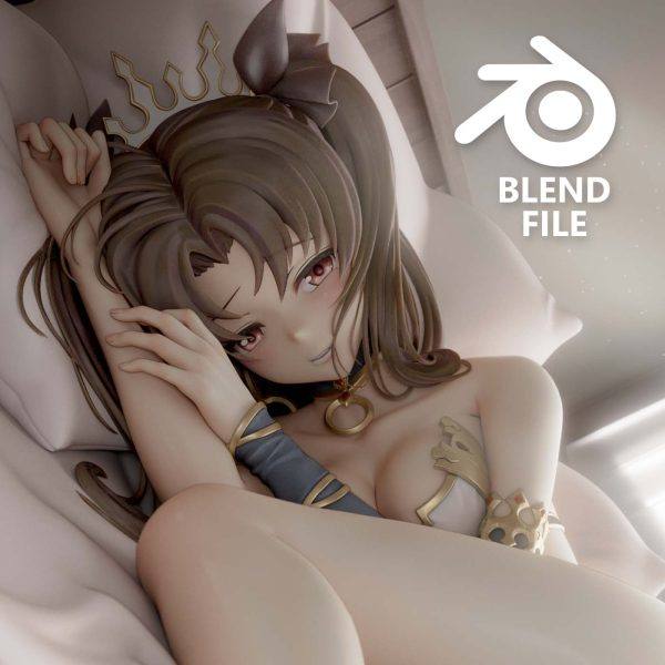 Blender卡通人物模型3D动漫角色Q版次世代美女孩手办CG模型带骨骼3