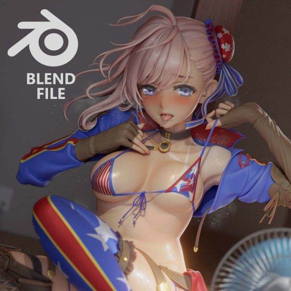 Blender卡通人物模型3D动漫角色Q版次世代美女孩手办CG模型带骨骼6