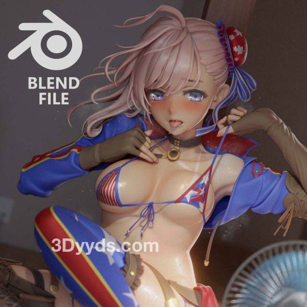 Blender卡通人物模型3D动漫角色Q版次世代美女孩手办CG模型带骨骼6
