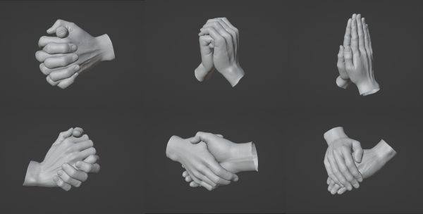 C4D男士扫描手部手掌手势握手3D模型FBX素材OBJ格式Blend建模ZTL雕刻