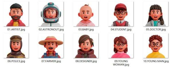 20款卡通人物头像3D模型Blender工程源文件初始警察士兵律师附OBJ