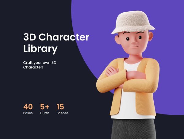 Blender购物主题卡通人物3D模型附PNG图 网购促销拆礼物设计素材