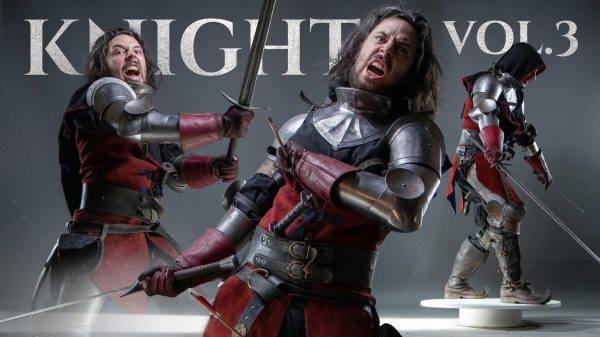 510+中世纪盔甲战士欧洲骑士射箭展示服装动作参考图