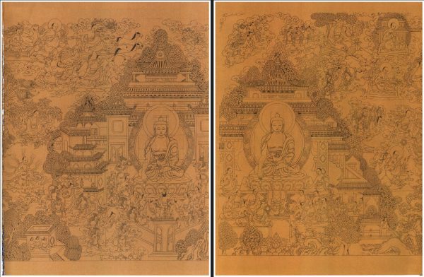 藏传唐卡线描稿国画设计图片素材