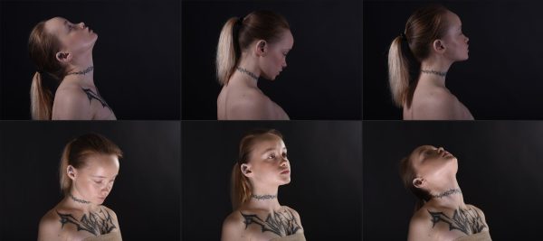 多角度女性头部光影参考素材