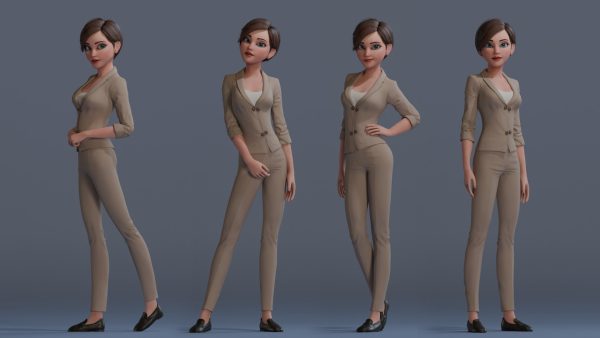 【3D模型】艾莎卡通女孩绑定模型